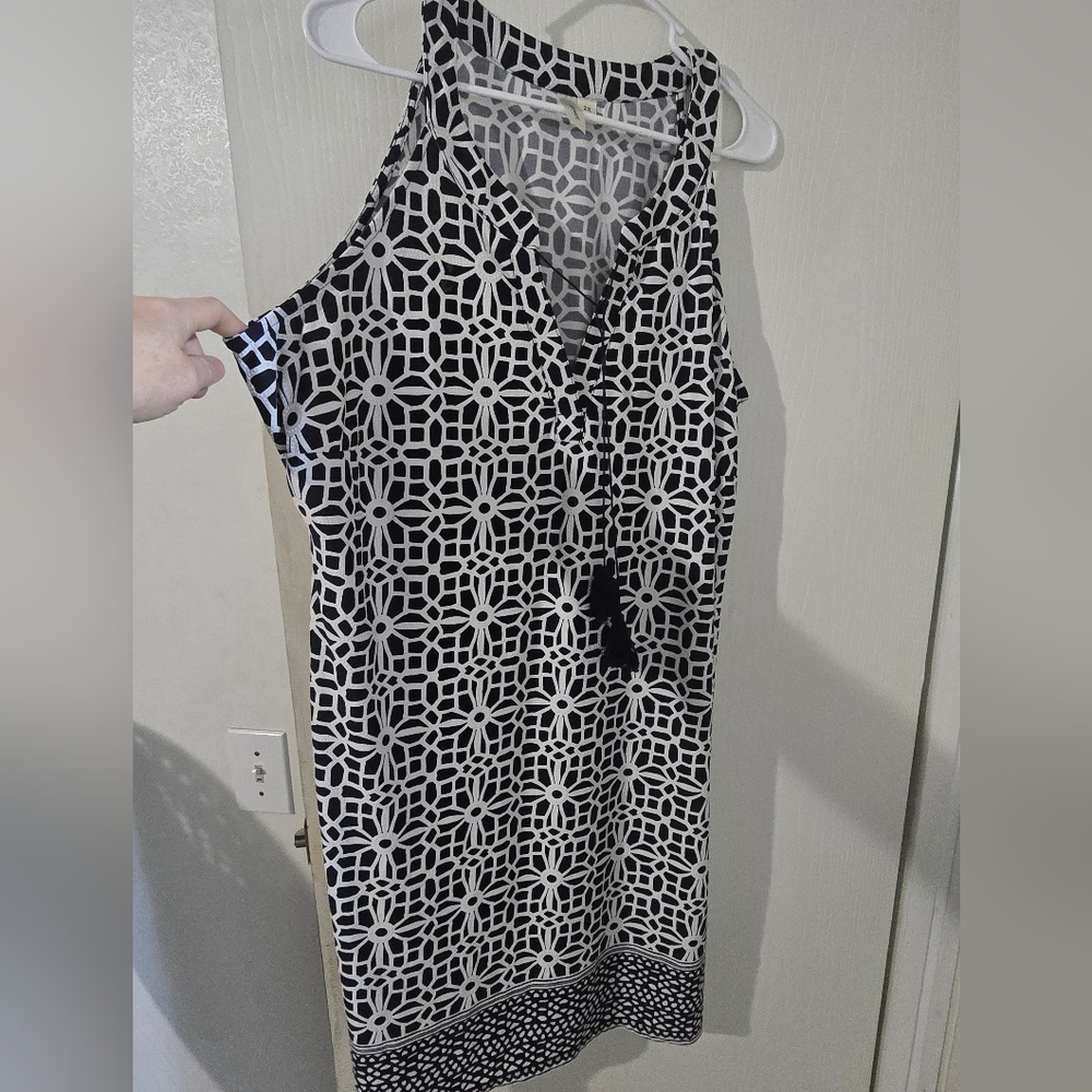 2X Tacera Navy Patterned Dress With Dangling Tie Part.